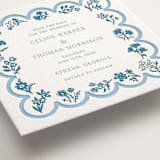 "Petite Jolie" - Letterpress Save The Dates in Sky Blue by Hannah Bowman - Detail