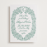 "Crest Florale" - Letterpress Save The Dates in Cucumber by Tamara Hilje - One Color