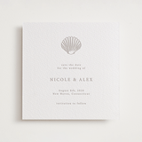 "Simple Seashell" - Letterpress Save The Dates in Dove Grey by Hannah Bowman - One Color