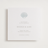 "Simple Seashell" - Letterpress Save The Dates in Dove Grey by Hannah Bowman - Two Color