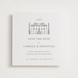 "Villa Balbiano" - Letterpress Save The Dates in Graphite by Melinda Denison - One Color