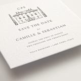 "Villa Balbiano" - Letterpress Save The Dates in Graphite by Melinda Denison - Detail