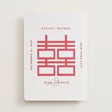 "simply happy" - Letterpress Save The Dates in Scarlet by Deborah Chou - One Color