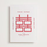 "simply happy" - Letterpress Save The Dates in Scarlet by Deborah Chou - One Color