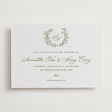 "Garden Script" - Letterpress Save The Dates in Pistachio by Katherine Moynagh - One Color