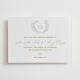 "Garden Script" - Letterpress Save The Dates in Pistachio by Katherine Moynagh - Two Color