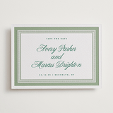 "Archer" - Letterpress Save The Dates in Cucumber by Kelly Watkins - Two Color