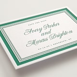 "Archer" - Letterpress Save The Dates in Cucumber by Kelly Watkins - Detail