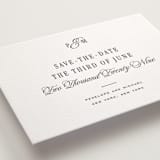 "Outlined" - Letterpress Save The Dates in Soft Black by Leah Bisch - Detail