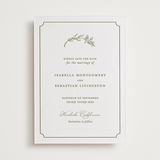 "Botanical Crest" - Letterpress Save The Dates in Pistachio by Lucrecia Caporale - One Color