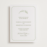 "Botanical Crest" - Letterpress Save The Dates in Pistachio by Lucrecia Caporale - Two Color