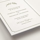"Botanical Crest" - Letterpress Save The Dates in Pistachio by Lucrecia Caporale - Detail