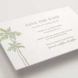 "Shoreline Elegance" - Letterpress Save The Dates in Tea Green by Lucrecia Caporale - Detail