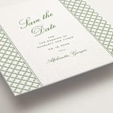 "Garden Trellis" - Letterpress Save The Dates in Pear by Angela Garrick - Detail