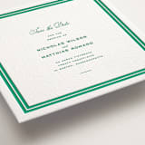 "Keepsake" - Letterpress Save The Dates in Shamrock by Blustery August - Detail