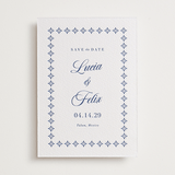 "Talavera Tiles" - Letterpress Save The Dates in Lapis by Olivia Raufman - One Color