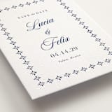 "Talavera Tiles" - Letterpress Save The Dates in Lapis by Olivia Raufman - Detail