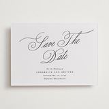 "Romantic Script" - Letterpress Save The Dates in Soft Black by Susan Zinader - One Color