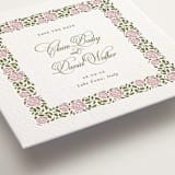 "Vintage Blooms" - Letterpress Save The Dates in Pistachio by Creo Study - Detail