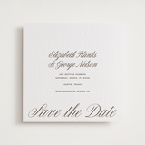 "Basque" - Letterpress Save The Dates in Coffee by Megan Davis - One Color