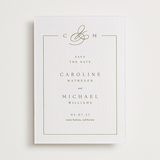"Framed Monogram" - Letterpress Save The Dates in Pistachio by Kelly Schmidt - One Color