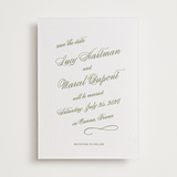 "Love in the Afternoon" - Letterpress Save The Dates in Pistachio by Ani Somi - One Color