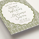 "Marshland" - Letterpress Save The Dates in Pistachio by Oscar and Emma - Karly Depew - Detail