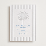 "Palm Tree" - Letterpress Save The Dates in Sapphire by Kaydi Bishop - Two Color
