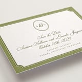 "Darcy" - Letterpress Save The Dates in Pistachio by Robert and Stella - Detail