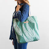 "Sketched Willow" - Snap Tote in Moss by Katharine Watson - On Model