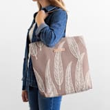 "Sketched Willow" - Snap Tote in Mauve by Katharine Watson - On Model