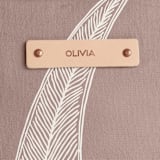 "Sketched Willow" - Snap Tote in Mauve by Katharine Watson - Tag Detail