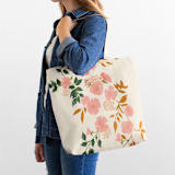 "Botanical Cascade" - Snap Tote in Peony by Erin German - On Model