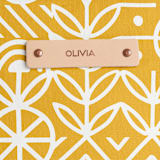 "Deconstruct" - Snap Tote in Mustard by Michelle Taylor - Tag Detail