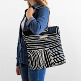 "Chalk Dust" - Snap Tote in Ink by Deborah Velasquez - On Model