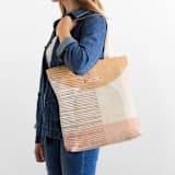 "Shape Stack" - Snap Tote in Melon by Michelle Taylor - On Model