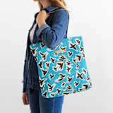 "Birds in Flight" - Snap Tote in Sky by Michelle Fifis - On Model