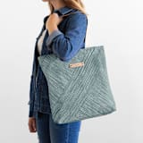 "Line Wrap" - Snap Tote in Cactus by Michelle Taylor - On Model