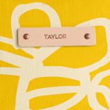 "Shop Local" - Snap Tote in Yellow by Carol Barber - Tag Detail