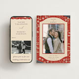 "Japanese Textile" - Save the Dates in Rose by Jennifer Holbrook - Free Wedding Website