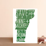 "State Stamp - Vermont" - Save the Dates in Forest by Erin Hodges - Front