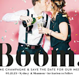 "BOOM Pop the Champagne" - Save the Dates in Midnight by Erika Firm - Detail