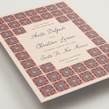 "Block Print Tile" - Save the Dates in Terracotta by Katharine Watson - Detail