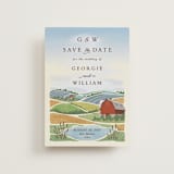 "Farm and Field" - Save the Dates in Sky Blue by Paper Sun Studio - Front