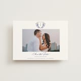 "watercolor flowers crest" - Save the Dates in Dusty Blue by Cass Loh - Front