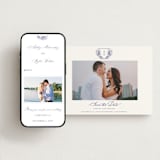 "watercolor flowers crest" - Save the Dates in Dusty Blue by Cass Loh - Free Wedding Website