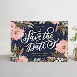 "Floral Vignette" - Save the Dates in Midnight by Kristen Smith - Front