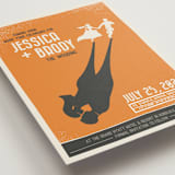 "Retro Movie Poster" - Save the Dates in Tangerine by bumble ink - Detail