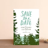 "Mountain View" - Save the Dates in Pine Green by Ariel Rutland - Front