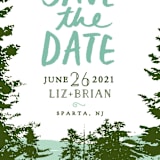 "Mountain View" - Save the Dates in Pine Green by Ariel Rutland - Detail